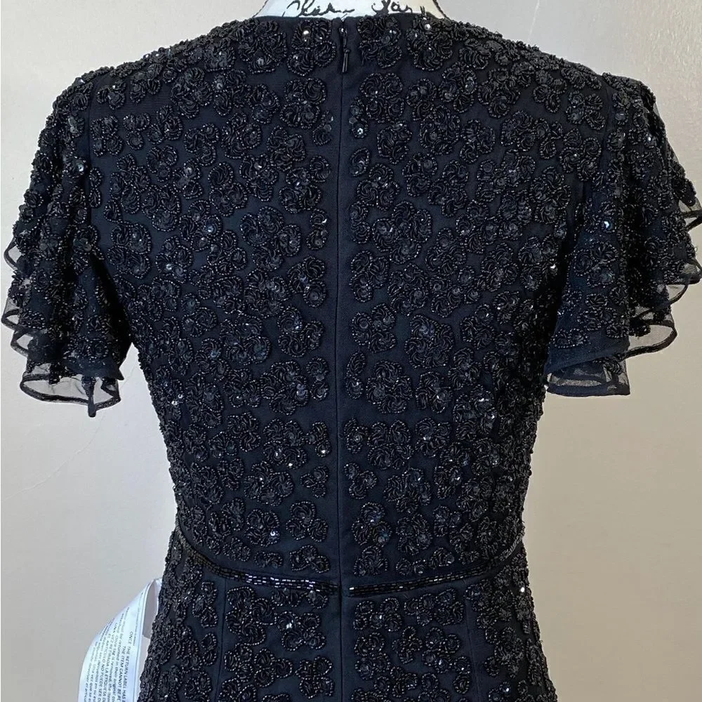 Mac Duggal Floral Beaded Sheath Dress size 2